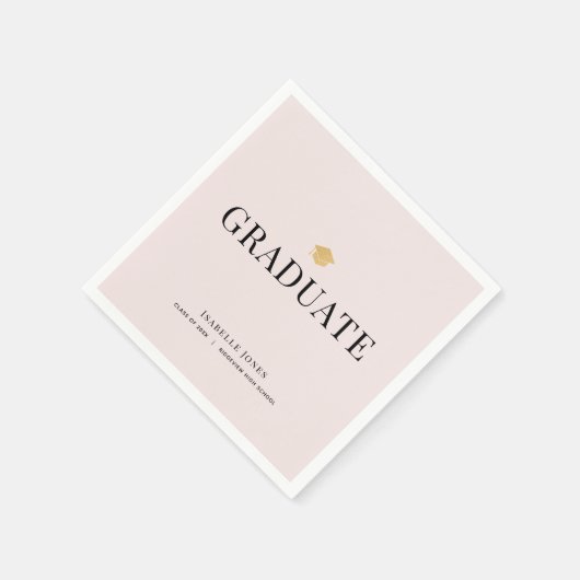 Gold Graduation Cap Roze Afstuderen Papier Servet (Hoek)
