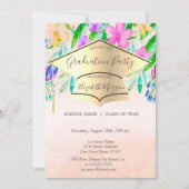 Gold Graduation Cap Spring Flowers Afstuderen Kaart (Voorkant)