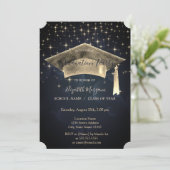 Gold Graduation Cap, Stars Afstuderen Kaart (Staand voorkant)
