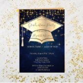 Gold Graduation Cap, Stars Blue Afstuderen Kaart