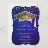 Gold Graduation Cap, Stars Blue Afstuderen Kaart (Voorkant)