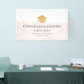 Gold Graduation Cap Waterverf Roze Afstuderen Spandoek (Beurs)