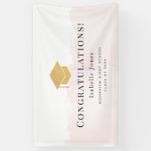 Gold Graduation Cap Waterverf Roze Afstuderen Spandoek (Verticaal)