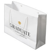 Gold Graduation Cap Wit Afstuderen Groot Cadeauzakje (Voorkant Gekanteld)