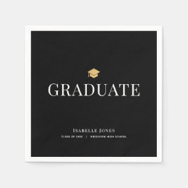 Gold Graduation Cap Zwart Afstuderen Papier Servet