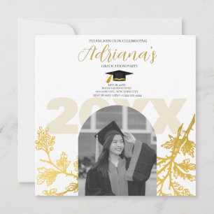 Gold Graduation Party Bewaar de datum Save The Date