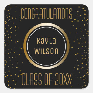 Gold Graduation Party Favor Gefeliciteerd Vierkante Sticker