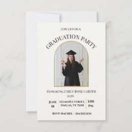 Gold  Graduation Party Invitation Announcement Kaart