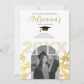 Gold Graduation Party Invitation Kaart (Voorkant)
