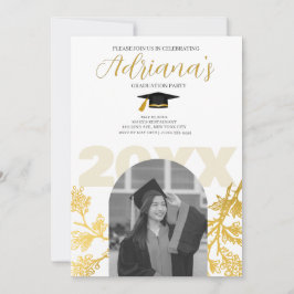 Gold Graduation Party Invitation Kaart