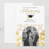 Gold Graduation Party Invitation Kaart (Voorkant / Achterkant)
