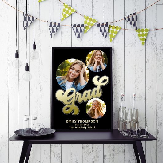 Gold Graduation Party Sign Aangepaste foto Poster