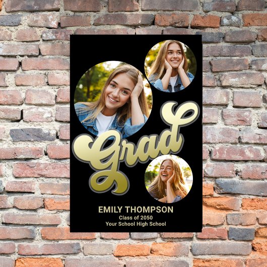 Gold Graduation Party Sign Aangepaste foto Poster
