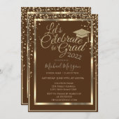Gold Graduing Cap Diamonds Bruin Afstuderen Kaart (Voorkant / Achterkant)