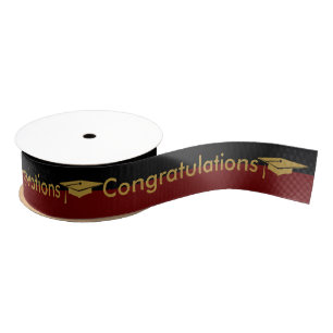 Gold Gradup Cap Red Black School Colors Grosgrain Lint