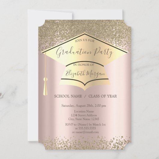 Gold Gradup, diamant Roos Gold Afstuderen Kaart (Voorkant)