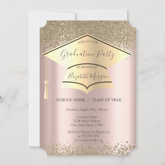 Gold Gradup, diamant Roos Gold Afstuderen Kaart (Voorkant)