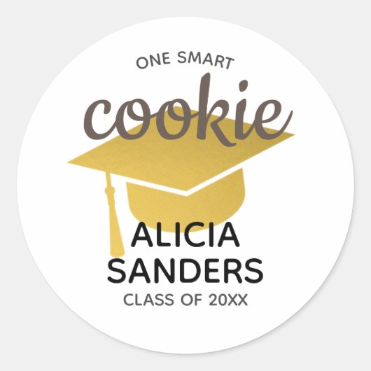 Gold Gradup Eén Smart Cookie Afstuderen Ronde Sticker (Voorkant)