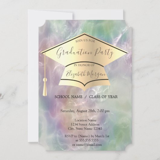 Gold Gradup, holografisch Afstuderen Kaart (Voorkant)