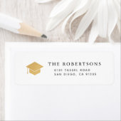 Gold Graduy Cap Chic White Return Address Etiket (Insitu)
