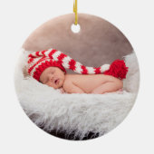 Gold Grandouders First Kerstfoto Poinsettia Keramisch Ornament (Achterkant)