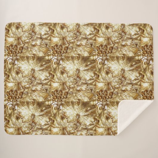 GOLD GRAPE LEAVES SHERPA DEKEN (Voorkant (horizontaal))