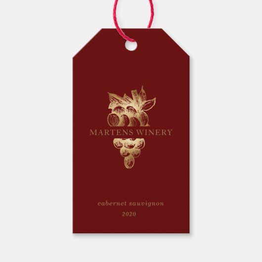 Gold Grapes Wijnmakerij Wijn Zakelijk Product Labe Cadeaulabel (Voorkant)