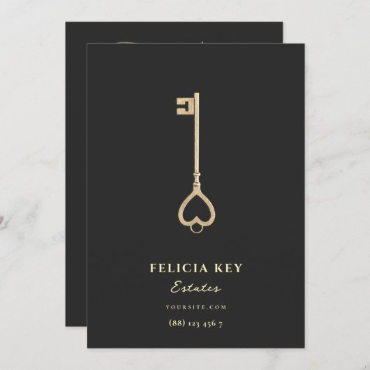 Gold Grateful Appreciation Real Estate Agent Gold Bedankkaart (Voorkant / Achterkant)