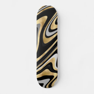 Gold Gray Abstract Swirl Retro Black Pattern Persoonlijk Skateboard