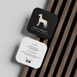 Gold Great Dane Dog Walker Trainer Puppy zit vol Vierkante Visitekaartje