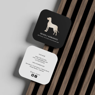 Gold Great Dane Dog Walker Trainer Puppy zit vol Vierkante Visitekaartje