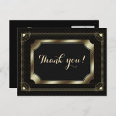 Gold Great Gatsby Art Deco 20s Wedding Hartelijk d Briefkaart (Voorkant / Achterkant)
