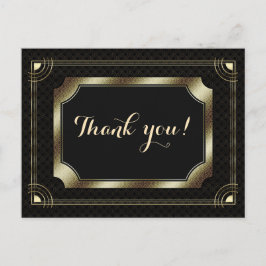 Gold Great Gatsby Art Deco 20s Wedding Hartelijk d Briefkaart