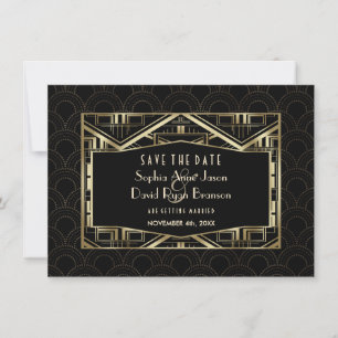 Gold Great Gatsby Art Deco Style bespaart de datum Save The Date