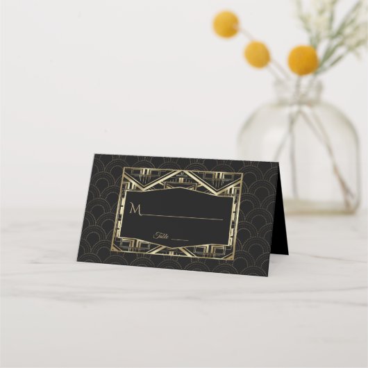 Gold Great Gatsby Art Deco Style Wedding Plaatskaartje (Voorkant)