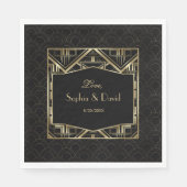 Gold Great Gatsby Art Deco Style Wedding Servetten (Voorkant)