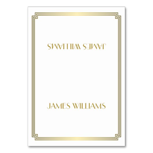 Gold Great Gatsby Art Deco White Place-kaarten Kaart (Voorkant)