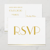 Gold Great Gatsby Wedding RSVP-Briefkaarten Uitnodiging Briefkaart (Voorkant / Achterkant)