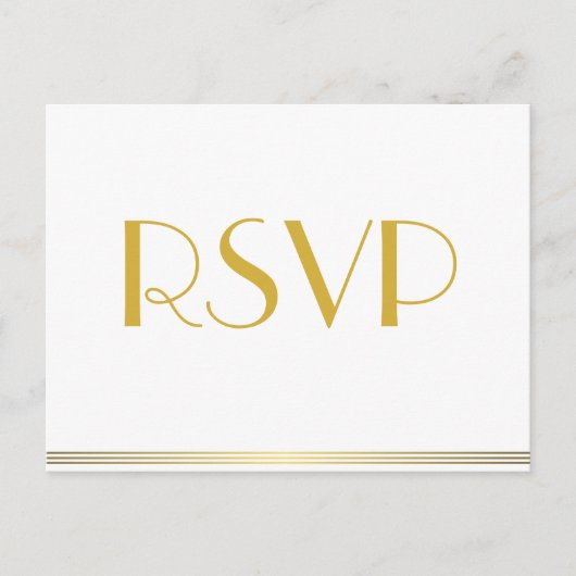 Gold Great Gatsby Wedding RSVP-Briefkaarten Uitnodiging Briefkaart (Voorkant)