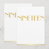 Gold Great Gatsby Wedding Table Kaarten Nineteen (Voorkant / Achterkant)