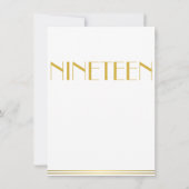 Gold Great Gatsby Wedding Table Kaarten Nineteen (Achterkant)