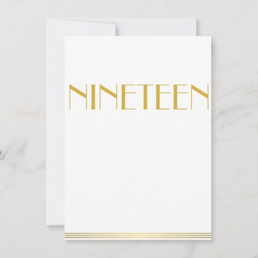 Gold Great Gatsby Wedding Table Kaarten Nineteen (Achterkant)