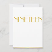 Gold Great Gatsby Wedding Table Kaarten Nineteen (Voorkant)