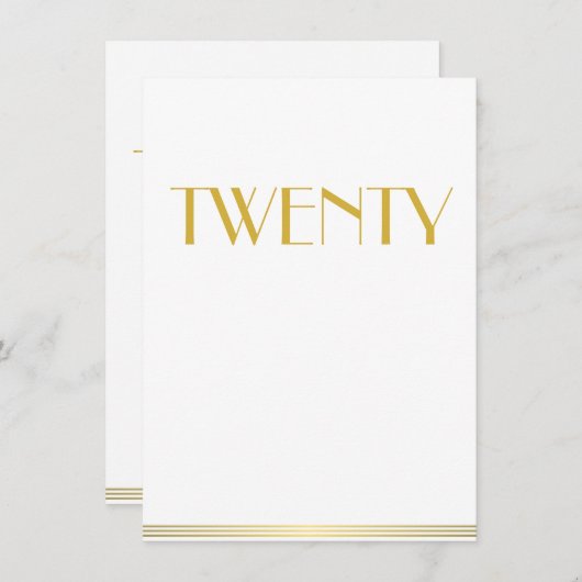 Gold Great Gatsby Wedding Table Kaarten Twintig (Voorkant / Achterkant)