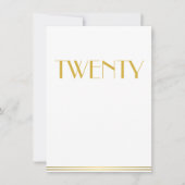 Gold Great Gatsby Wedding Table Kaarten Twintig (Voorkant)