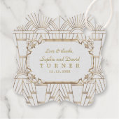 Gold Great Gatsby White Art Deco 1920s Wedding Bedankjes Labels (Achterkant)