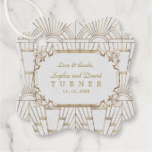 Gold Great Gatsby White Art Deco 1920s Wedding Bedankjes Labels (Voorkant)