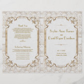 Gold Great Gatsby White Art Deco Wedding Program (Voorkant)
