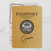 Gold Greece Passport Save the Date Kaart (Voorkant / Achterkant)