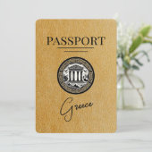 Gold Greece Passport Save the Date Kaart (Staand voorkant)